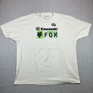 FOX Racing Kawasaki Team‎ Green T-Shirt Men's 3XL White Moto Graphic Motocross